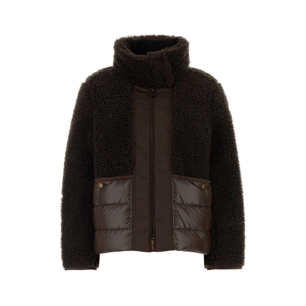 Moncler Women Chocolate Teddy And Polyester Glorieux Down Jacket